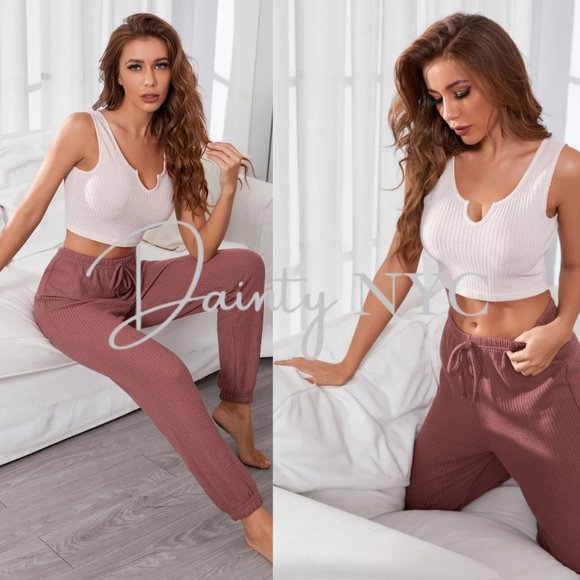 Waffle Knit Lounge Set - Picture 2 of 10